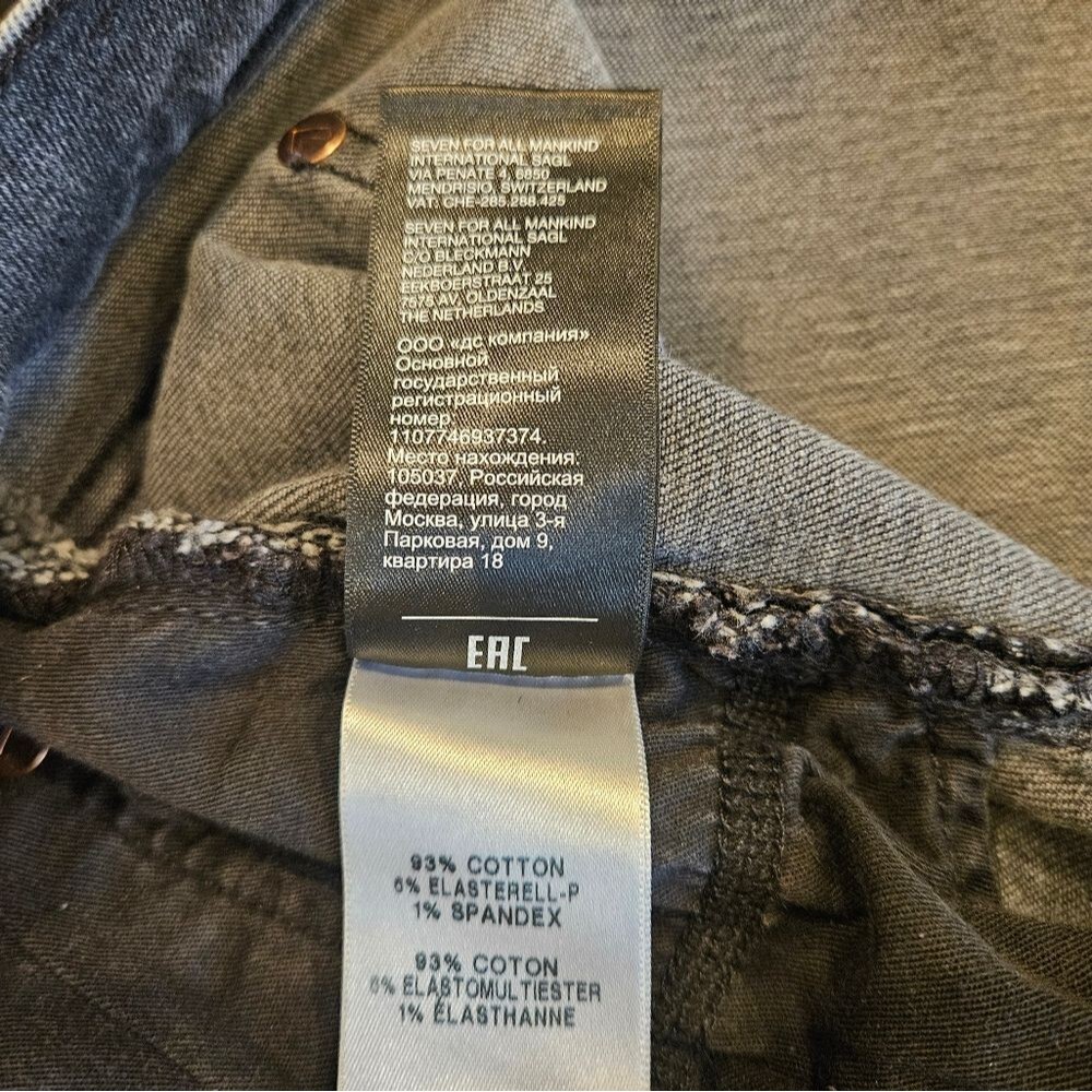 7 For All Mankind Men's Jeans Size 40x32 Black The Straight Whiskers - Picture 13 of 14